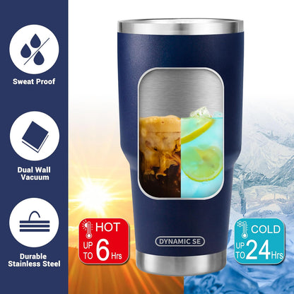 D·S 30 oz Navy Tumbler Double Wall Vacuum Insulated Travel Coffee Mug | Double Wall Vacuum Suit Cold and Hot Drink Fits in standard car cup holders With Splash-Proof Lid