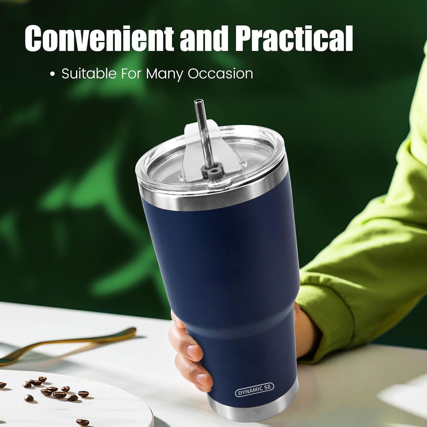 D·S 30 oz Navy Tumbler Double Wall Vacuum Insulated Travel Coffee Mug | Double Wall Vacuum Suit Cold and Hot Drink Fits in standard car cup holders With Splash-Proof Lid