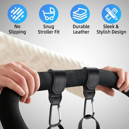 4 Pack Stroller Hooks, Non-Slip Carabiner Clips for Baby Stroller