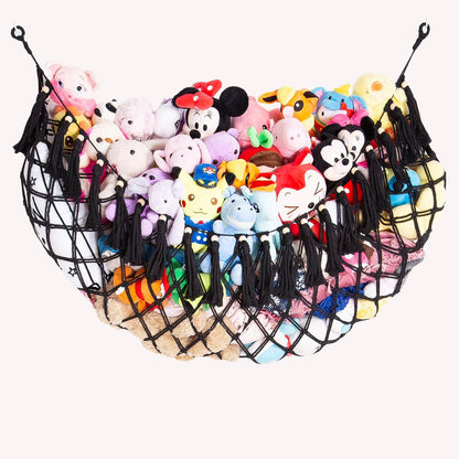 Stuffy Animal Net for Stuffed Animals Storage Hammock Macrame Stuffed Animal Toy Display Plush Toy Holder Wall Hanging Net for Stuffed Animal Display (Cream,49" W)