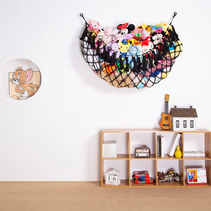 Stuffy Animal Net for Stuffed Animals Storage Hammock Macrame Stuffed Animal Toy Display Plush Toy Holder Wall Hanging Net for Stuffed Animal Display (Cream,49" W)