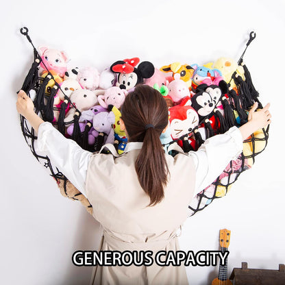 Stuffy Animal Net for Stuffed Animals Storage Hammock Macrame Stuffed Animal Toy Display Plush Toy Holder Wall Hanging Net for Stuffed Animal Display (Cream,49" W)
