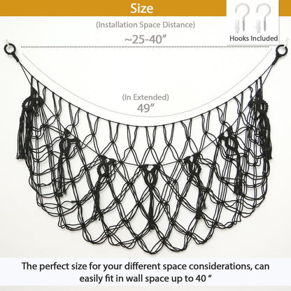 Stuffy Animal Net for Stuffed Animals Storage Hammock Macrame Stuffed Animal Toy Display Plush Toy Holder Wall Hanging Net for Stuffed Animal Display (Cream,49" W)
