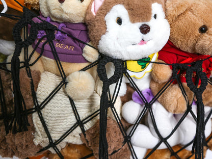 Stuffy Animal Net for Stuffed Animals Storage Hammock Macrame Stuffed Animal Toy Display Plush Toy Holder Wall Hanging Net for Stuffed Animal Display (Cream,49" W)