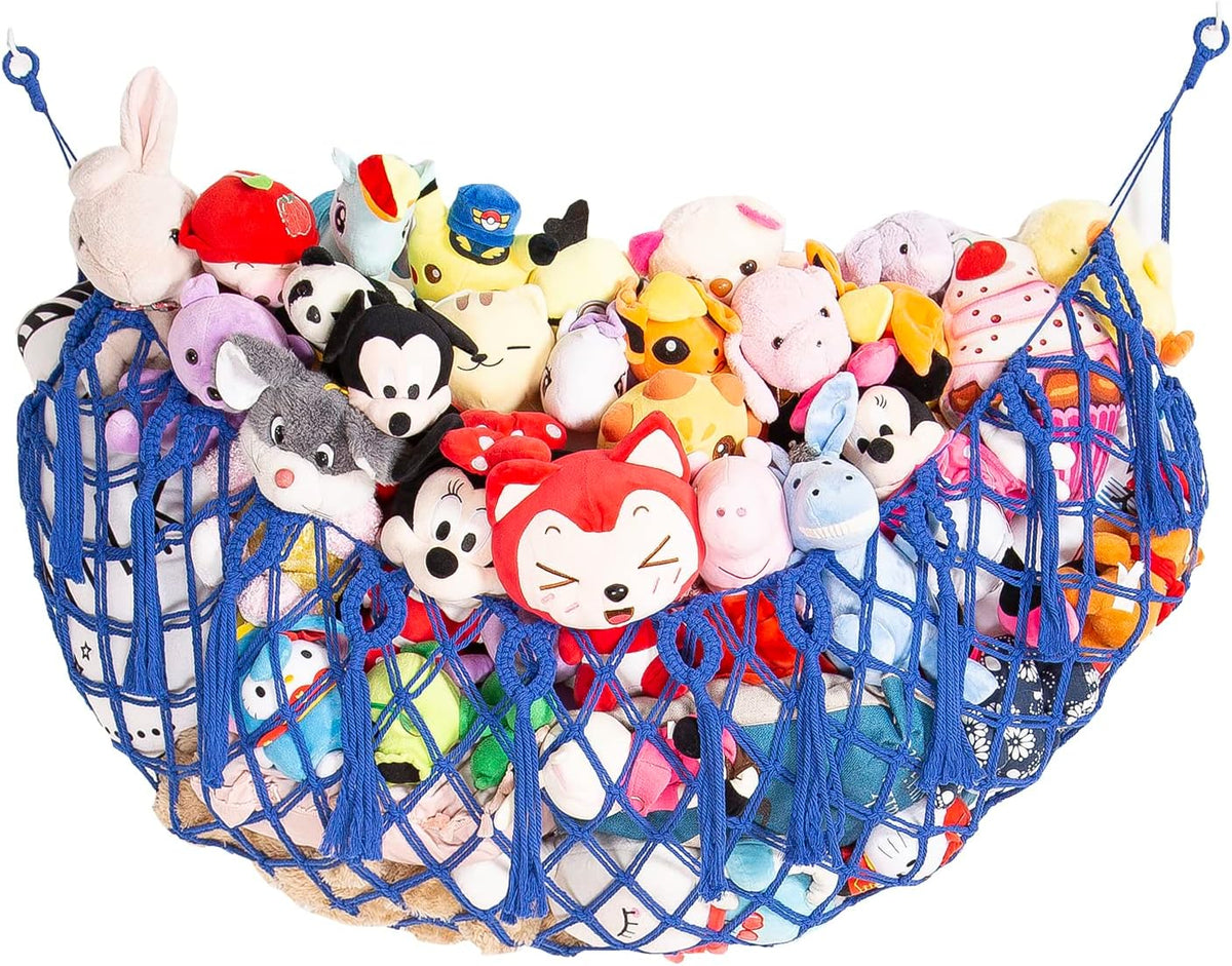 Stuffy Animal Net for Stuffed Animals Storage Hammock Macrame Stuffed Animal Toy Display Plush Toy Holder Wall Hanging Net for Stuffed Animal Display (Cream,49" W)