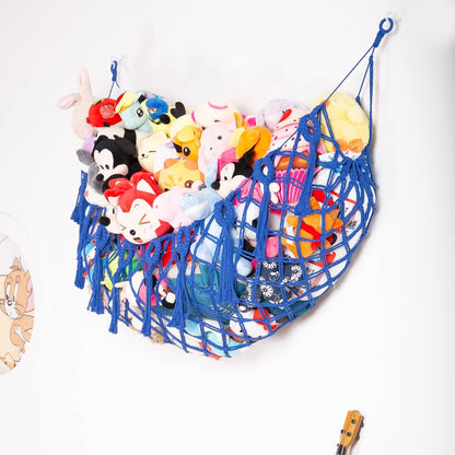 Stuffy Animal Net for Stuffed Animals Storage Hammock Macrame Stuffed Animal Toy Display Plush Toy Holder Wall Hanging Net for Stuffed Animal Display (Cream,49" W)