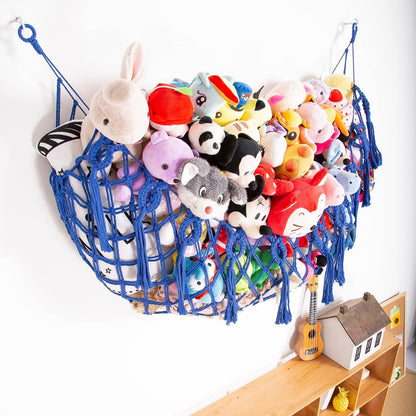 Stuffy Animal Net for Stuffed Animals Storage Hammock Macrame Stuffed Animal Toy Display Plush Toy Holder Wall Hanging Net for Stuffed Animal Display (Cream,49" W)