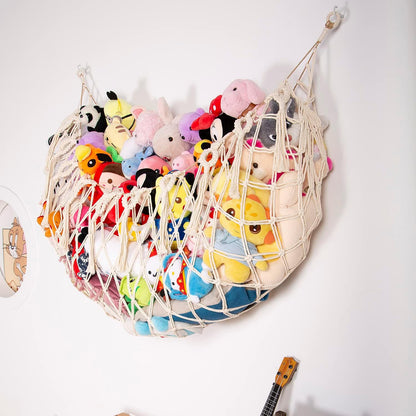 Stuffy Animal Net for Stuffed Animals Storage Hammock Macrame Stuffed Animal Toy Display Plush Toy Holder Wall Hanging Net for Stuffed Animal Display (Cream,49" W)