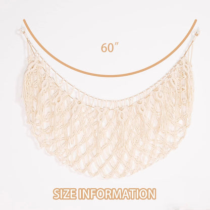 Stuffy Animal Net for Stuffed Animals Storage Hammock Macrame Stuffed Animal Toy Display Plush Toy Holder Wall Hanging Net for Stuffed Animal Display (Cream,49" W)