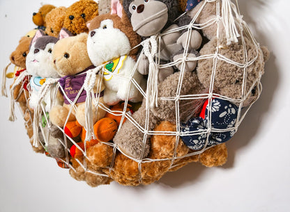 Stuffy Animal Net for Stuffed Animals Storage Hammock Macrame Stuffed Animal Toy Display Plush Toy Holder Wall Hanging Net for Stuffed Animal Display (Cream,49" W)