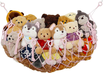 Stuffy Animal Net for Stuffed Animals Storage Hammock Macrame Stuffed Animal Toy Display Plush Toy Holder Wall Hanging Net for Stuffed Animal Display (Cream,49" W)