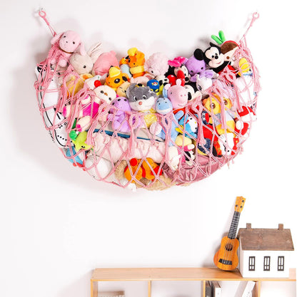 Stuffy Animal Net for Stuffed Animals Storage Hammock Macrame Stuffed Animal Toy Display Plush Toy Holder Wall Hanging Net for Stuffed Animal Display (Cream,49" W)