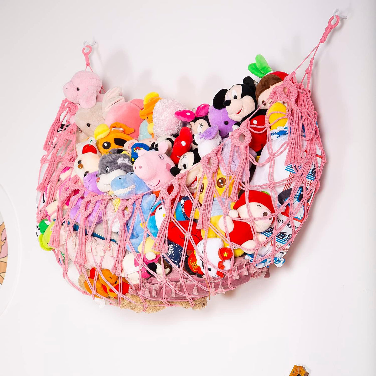 Stuffy Animal Net for Stuffed Animals Storage Hammock Macrame Stuffed Animal Toy Display Plush Toy Holder Wall Hanging Net for Stuffed Animal Display (Cream,49" W)