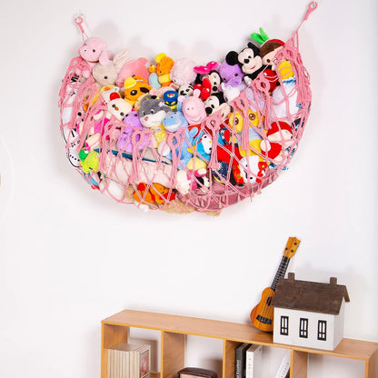 Stuffy Animal Net for Stuffed Animals Storage Hammock Macrame Stuffed Animal Toy Display Plush Toy Holder Wall Hanging Net for Stuffed Animal Display (Cream,49" W)
