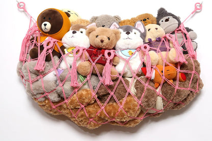 Stuffy Animal Net for Stuffed Animals Storage Hammock Macrame Stuffed Animal Toy Display Plush Toy Holder Wall Hanging Net for Stuffed Animal Display (Cream,49" W)