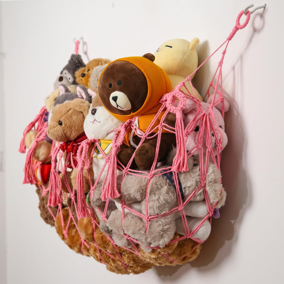 Stuffy Animal Net for Stuffed Animals Storage Hammock Macrame Stuffed Animal Toy Display Plush Toy Holder Wall Hanging Net for Stuffed Animal Display (Cream,49" W)