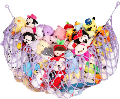 Stuffy Animal Net for Stuffed Animals Storage Hammock Macrame Stuffed Animal Toy Display Plush Toy Holder Wall Hanging Net for Stuffed Animal Display (Cream,49" W)