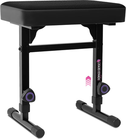 Piano Bench Adjustable Stool – Music Keyboard Bench Seat for Piano Keyboard Stand with Black Padded Cushion for Musicians Piano Stool Chair (White Leather)