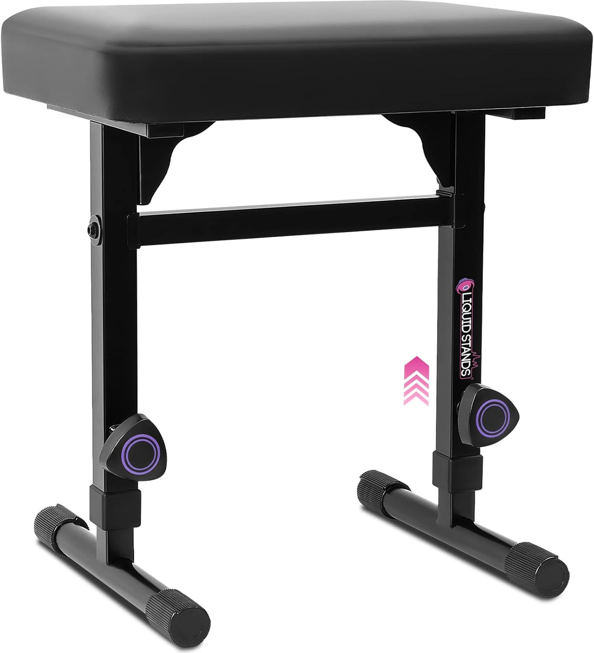 Piano Bench Adjustable Stool – Music Keyboard Bench Seat for Piano Keyboard Stand with Black Padded Cushion for Musicians Piano Stool Chair (White Leather)
