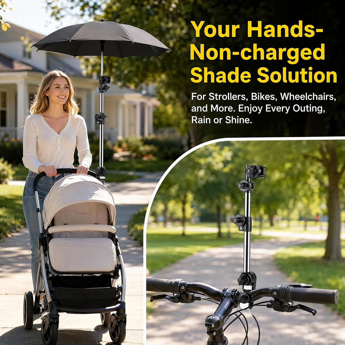 Universal Umbrella Holder for Stroller, Hands-Free