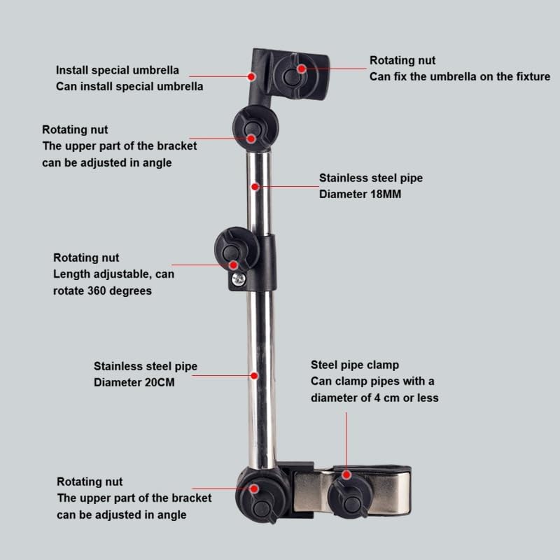 Universal Umbrella Holder for Stroller, Hands-Free