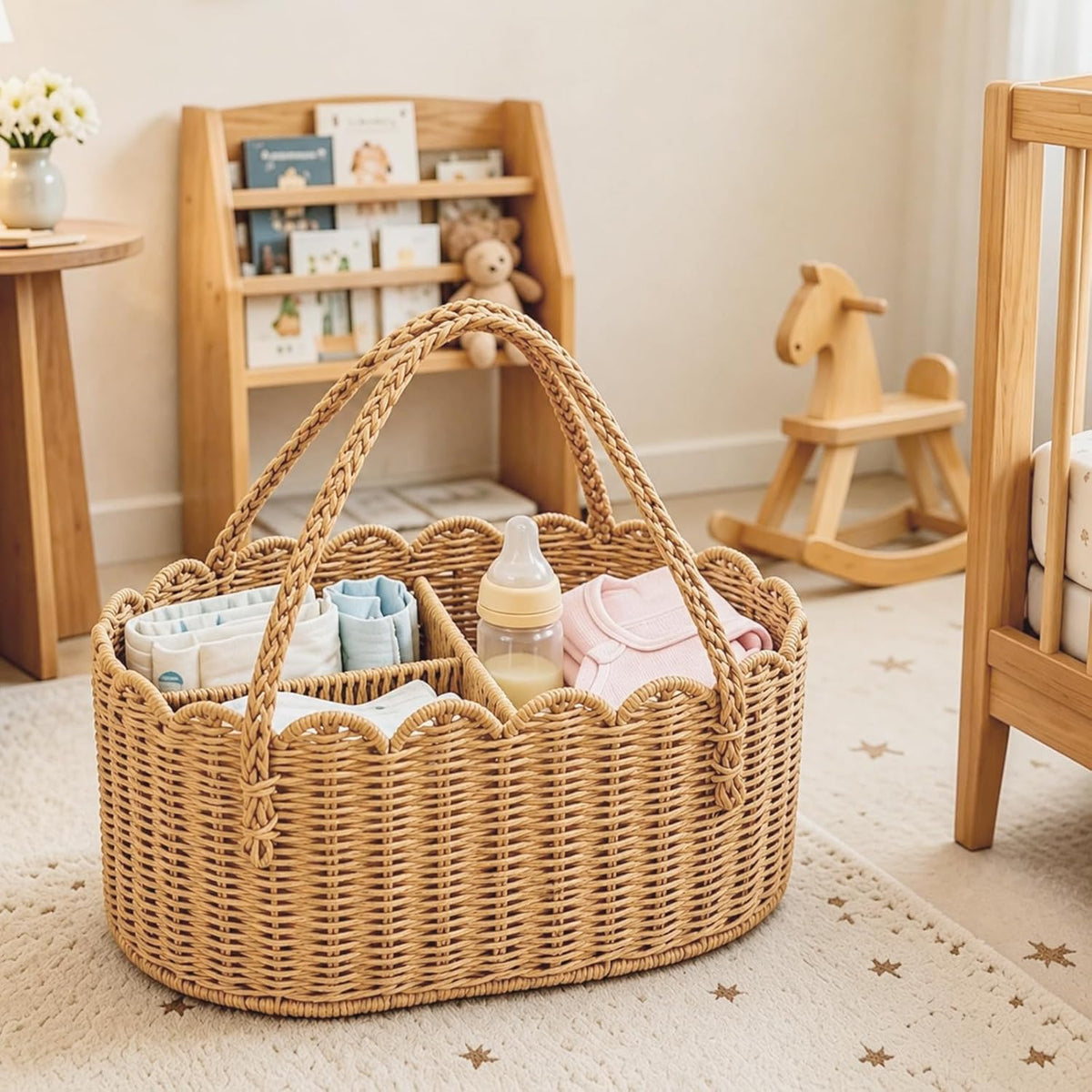 Sanwarm Diaper Caddy Organizer Foldable Portable Storage Basket Newborn