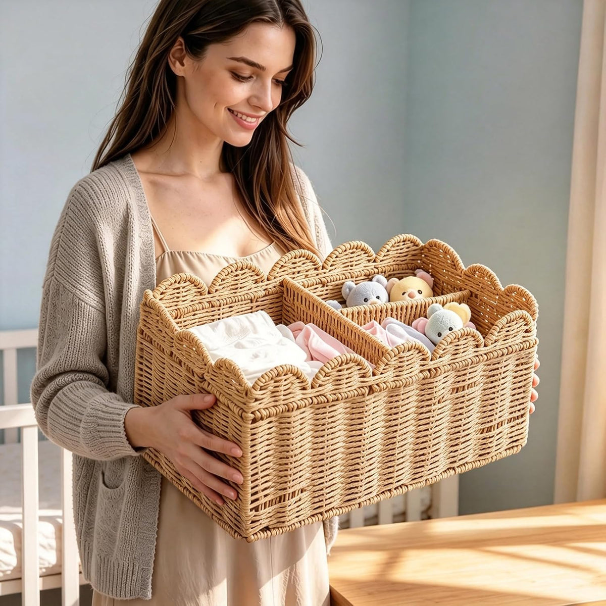 Sanwarm Diaper Caddy Organizer Foldable Portable Storage Basket Newborn