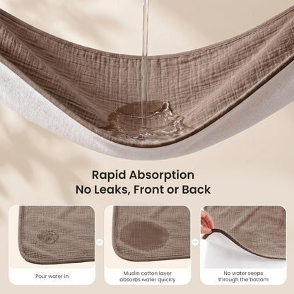 2 Pack Waterproof Muslin Cotton Portable Changing Pad 30"x 17", Soft & Foldable Changing Pad Liner with Terry Backing, Travel Baby Changing Mat for Newborn Girls Boys