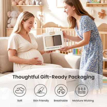 2 Pack Waterproof Muslin Cotton Portable Changing Pad 30"x 17", Soft & Foldable Changing Pad Liner with Terry Backing, Travel Baby Changing Mat for Newborn Girls Boys