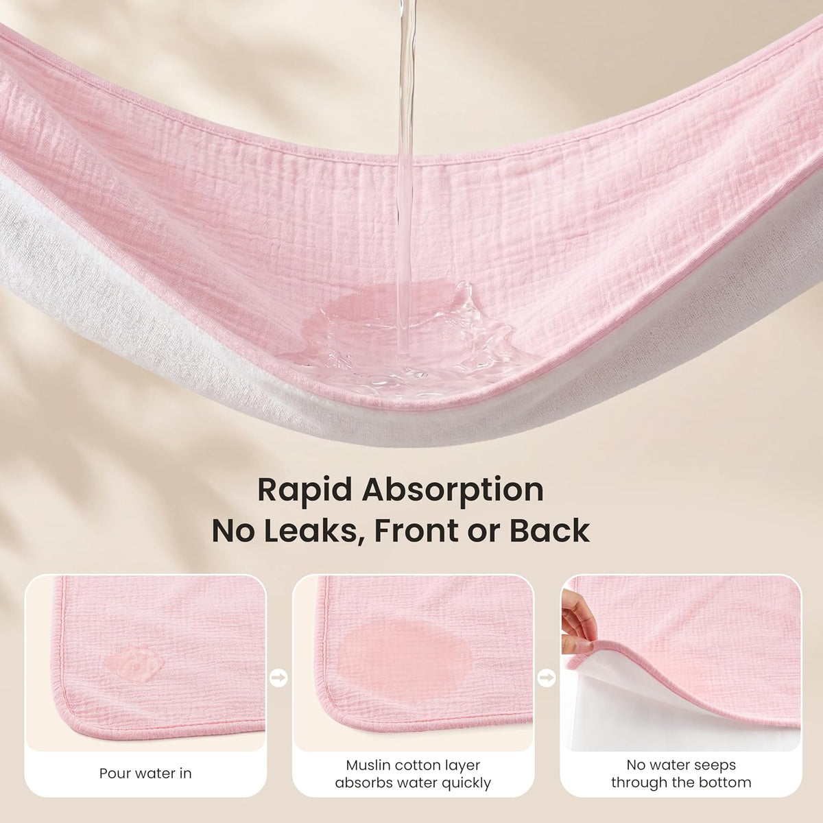 2 Pack Waterproof Muslin Cotton Portable Changing Pad 30"x 17", Soft & Foldable Changing Pad Liner with Terry Backing, Travel Baby Changing Mat for Newborn Girls Boys