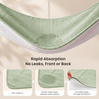 2 Pack Waterproof Muslin Cotton Portable Changing Pad 30"x 17", Soft & Foldable Changing Pad Liner with Terry Backing, Travel Baby Changing Mat for Newborn Girls Boys
