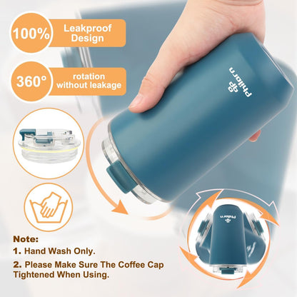 Travel Mug Spill Proof - 12 OZ Insulated Coffee Cup With Lid | Black Stainless Steel Coffee Mug with Double Wall, For Hot and Cold Drinks