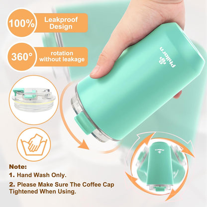 Travel Mug Spill Proof - 12 OZ Insulated Coffee Cup With Lid | Black Stainless Steel Coffee Mug with Double Wall, For Hot and Cold Drinks