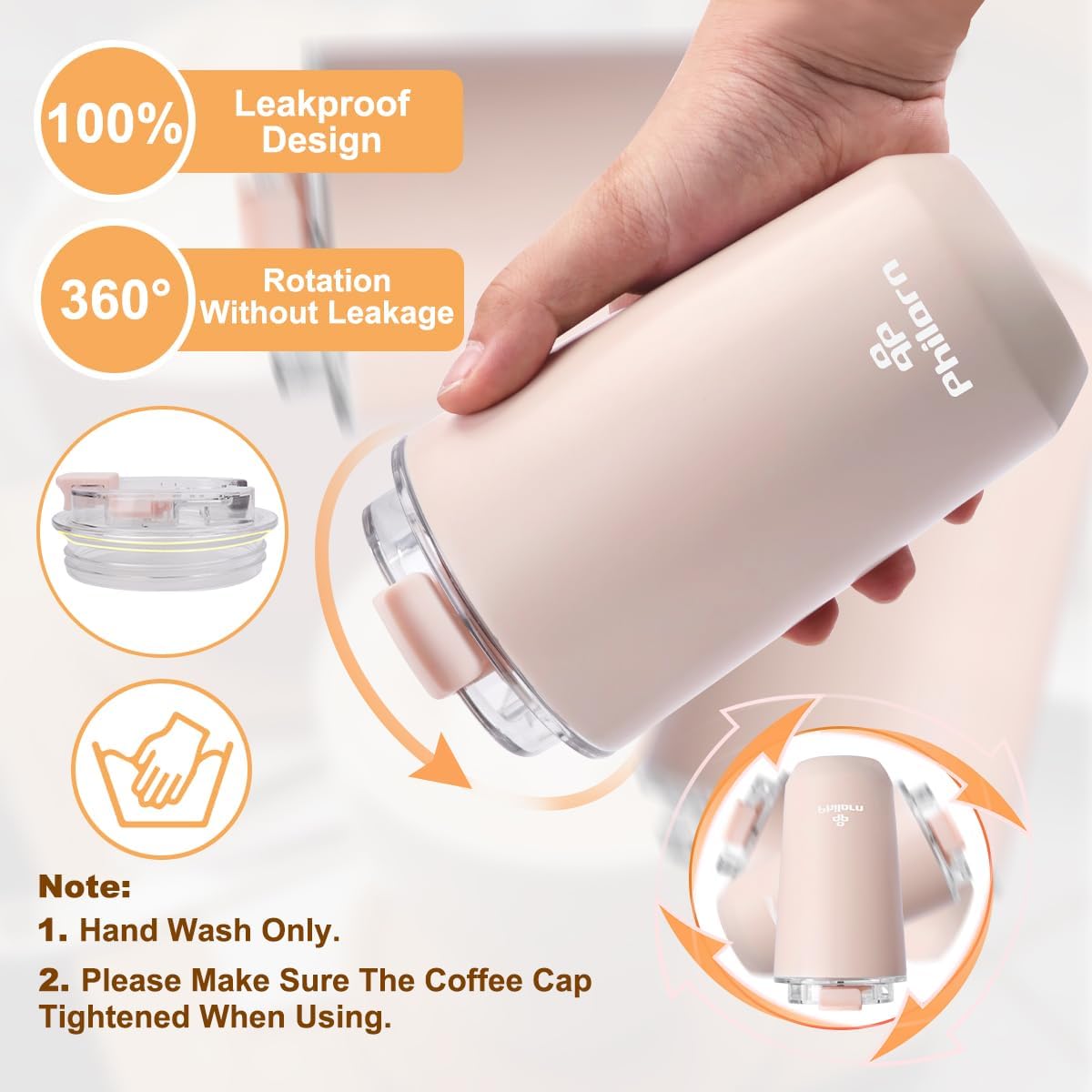 Travel Mug Spill Proof - 12 OZ Insulated Coffee Cup With Lid | Black Stainless Steel Coffee Mug with Double Wall, For Hot and Cold Drinks
