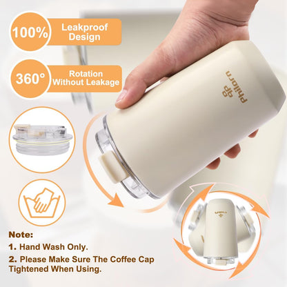 Travel Mug Spill Proof - 12 OZ Insulated Coffee Cup With Lid | Black Stainless Steel Coffee Mug with Double Wall, For Hot and Cold Drinks