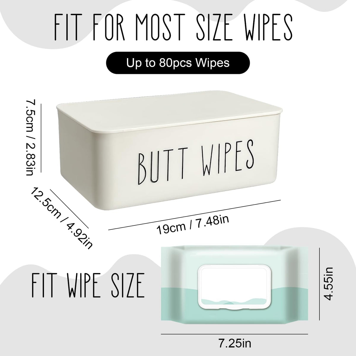 Baby Wipes Dispenser 7.48" L x 4.52" W x 2.75" H (19x11.5x7cm)