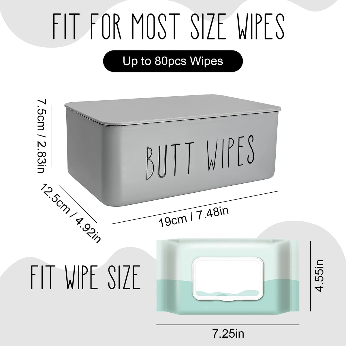 Baby Wipes Dispenser 7.48" L x 4.52" W x 2.75" H (19x11.5x7cm)