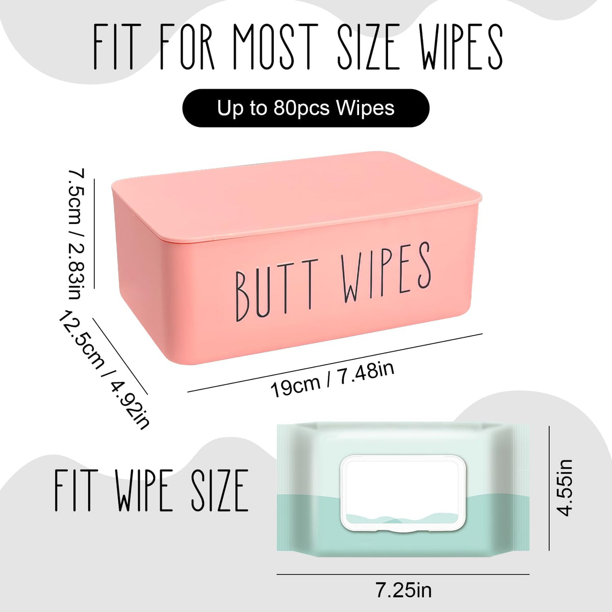 Baby Wipes Dispenser 7.48" L x 4.52" W x 2.75" H (19x11.5x7cm)