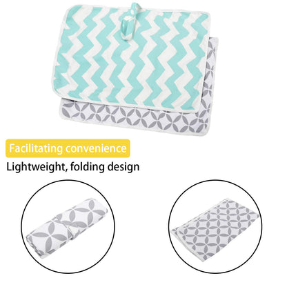 Portable Changing Pad, 2 Pack Baby Waterproof Diaper Changing Pad Reusable and Washable Newborn Travel Mat Station for Home Travel Outside