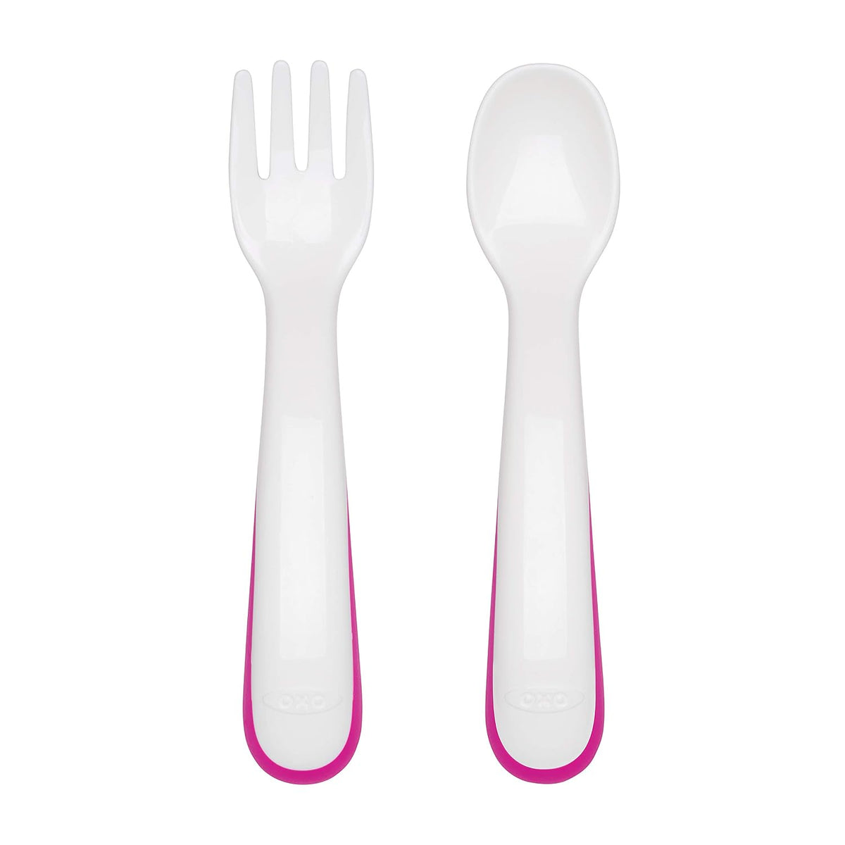 Tot Plastic Fork & Spoon Set With Travel Case- Pink