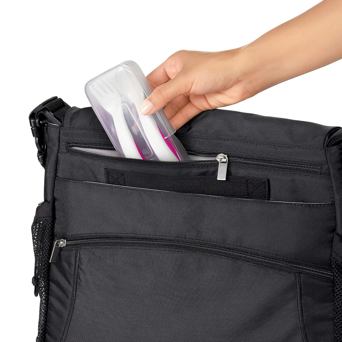 Tot Plastic Fork & Spoon Set With Travel Case- Pink