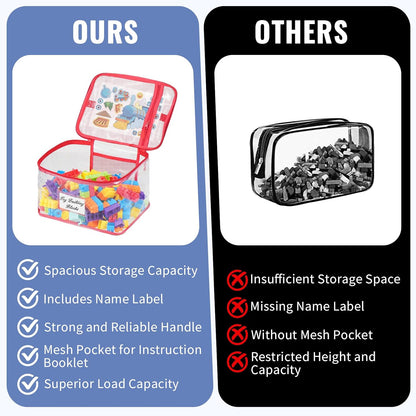 6 Pack Clear Toy Storage Bags for Building Blocks Large Waterproof Toy Organizer Bags with Mesh Pocket and Labels Reusable Storage Containers for Board Game Puzzles Building Blocks Stationery