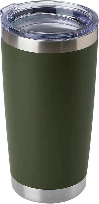 DOMICARE 20oz Stainless Steel Tumbler Bulk with Lid, Double Wall Vacuum Insulated Travel Mug, Powder Coated Coffee Cup, Stainless Steel, 1 Pack