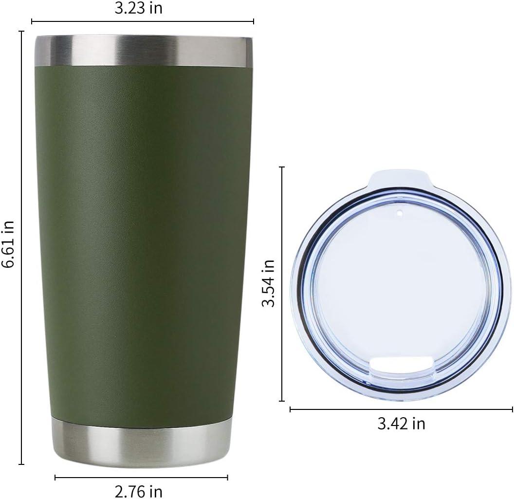 DOMICARE 20oz Stainless Steel Tumbler Bulk with Lid, Double Wall Vacuum Insulated Travel Mug, Powder Coated Coffee Cup, Stainless Steel, 1 Pack