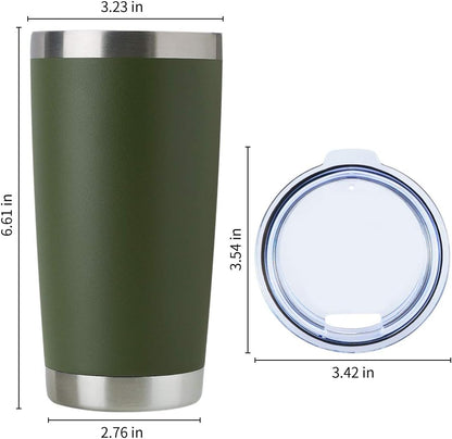 DOMICARE 20oz Stainless Steel Tumbler Bulk with Lid, Double Wall Vacuum Insulated Travel Mug, Powder Coated Coffee Cup, Stainless Steel, 1 Pack