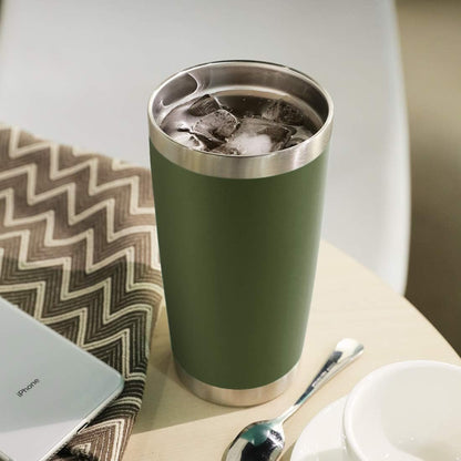 DOMICARE 20oz Stainless Steel Tumbler Bulk with Lid, Double Wall Vacuum Insulated Travel Mug, Powder Coated Coffee Cup, Stainless Steel, 1 Pack