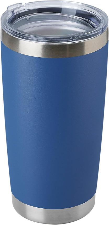 DOMICARE 20oz Stainless Steel Tumbler Bulk with Lid, Double Wall Vacuum Insulated Travel Mug, Powder Coated Coffee Cup, Stainless Steel, 1 Pack