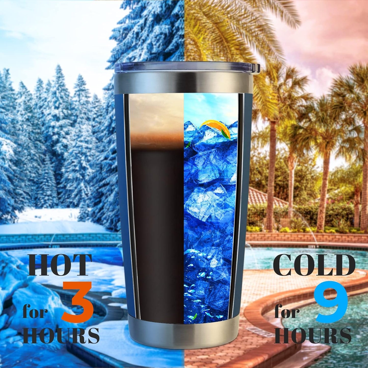 DOMICARE 20oz Stainless Steel Tumbler Bulk with Lid, Double Wall Vacuum Insulated Travel Mug, Powder Coated Coffee Cup, Stainless Steel, 1 Pack