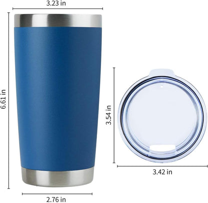 DOMICARE 20oz Stainless Steel Tumbler Bulk with Lid, Double Wall Vacuum Insulated Travel Mug, Powder Coated Coffee Cup, Stainless Steel, 1 Pack
