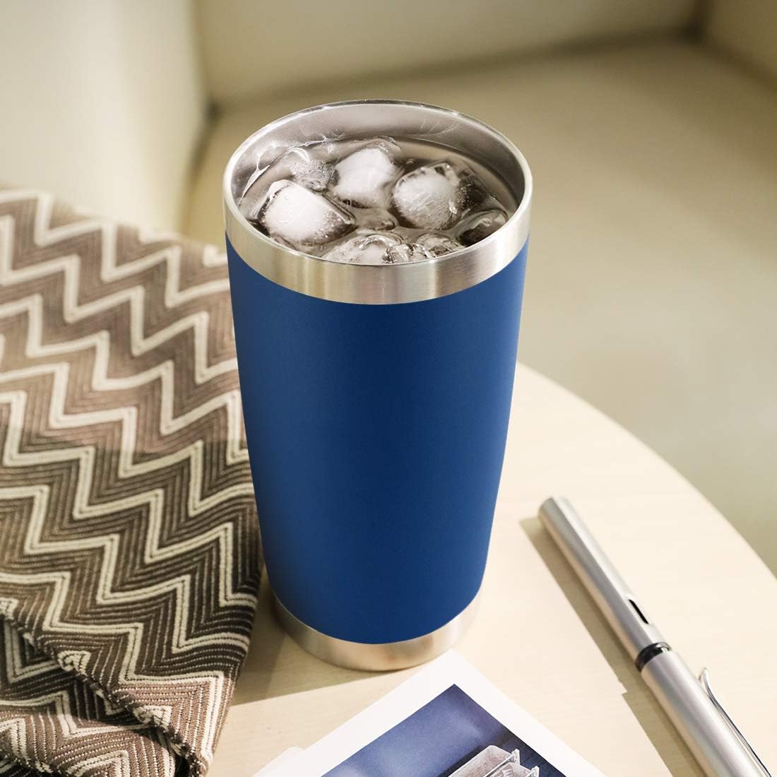 DOMICARE 20oz Stainless Steel Tumbler Bulk with Lid, Double Wall Vacuum Insulated Travel Mug, Powder Coated Coffee Cup, Stainless Steel, 1 Pack